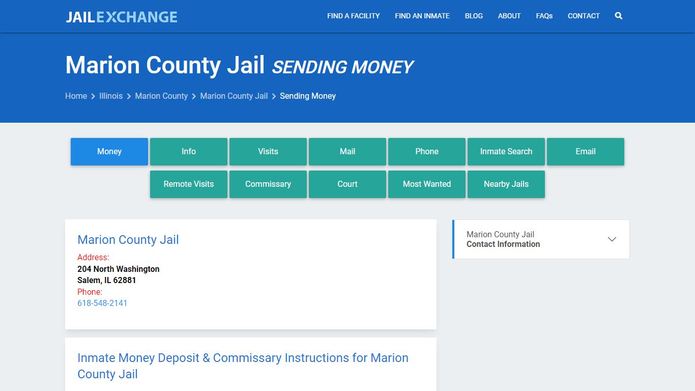 Send Money to Inmate - Marion County Jail, IL - Jail Exchange